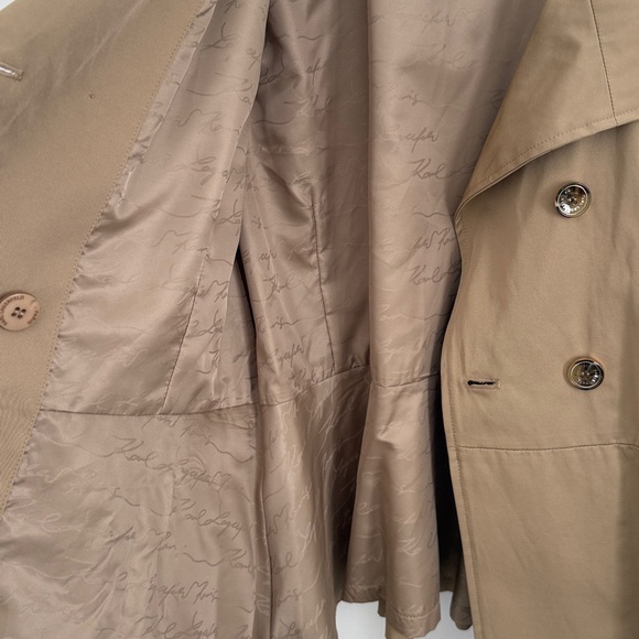 Karl Lagerfeld Paris Double-Breasted Peplum Trench Jacket - Size Large - Picture 10 of 15